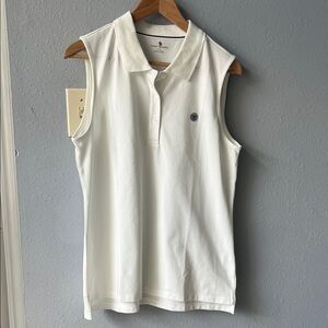 Tory Sport White Sleeveless Button Down Shirt